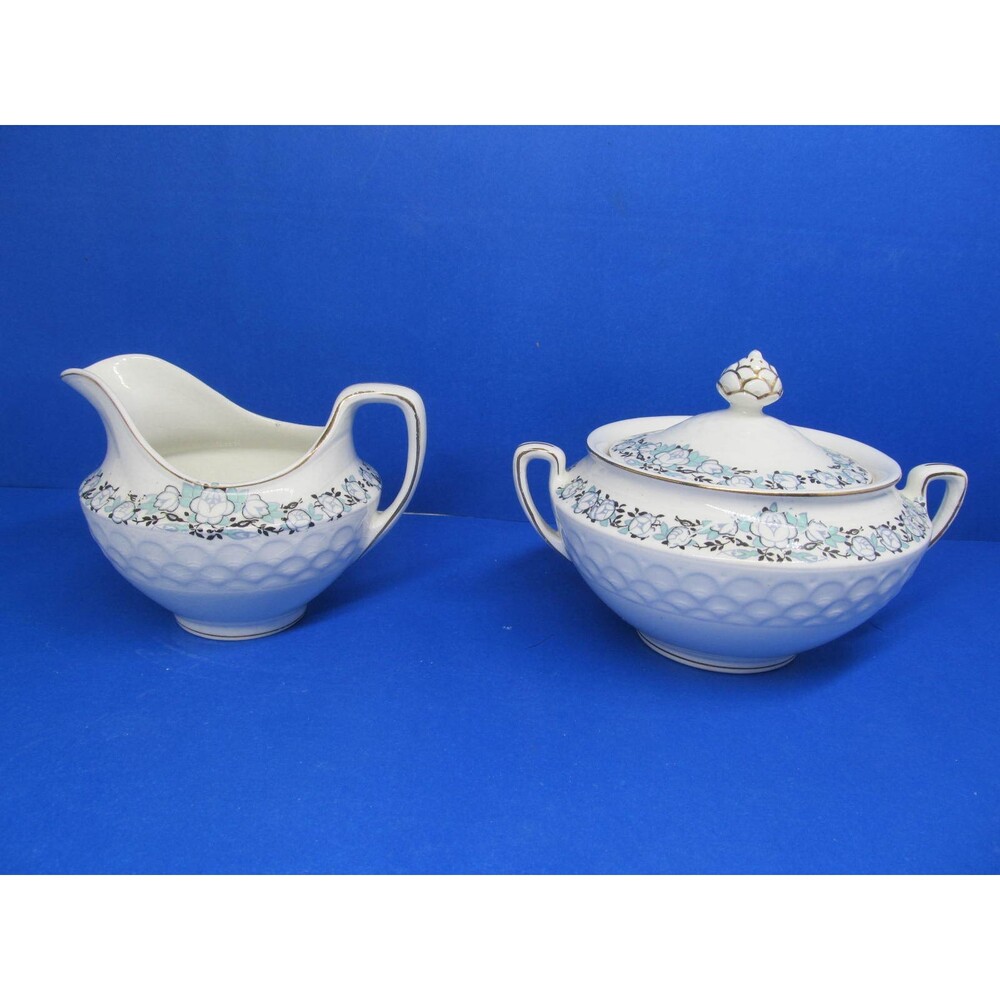 Johnson Brothers Rosalind Creamer And Sugar Bowl Discontinued  GUC Crazing